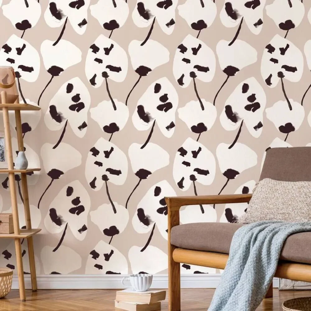 Tempaper & Co. 28 sq ft Painted Palm Peel and Stick Wallpaper Cocoa